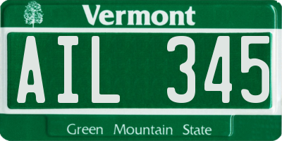 VT license plate AIL345
