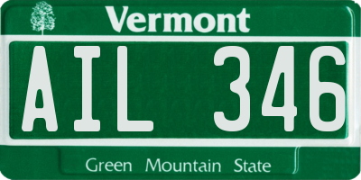 VT license plate AIL346