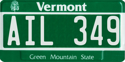 VT license plate AIL349