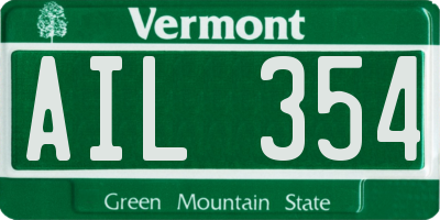 VT license plate AIL354