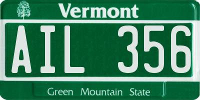 VT license plate AIL356