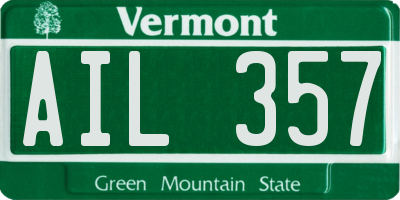 VT license plate AIL357