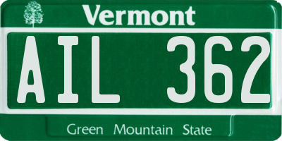 VT license plate AIL362