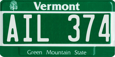 VT license plate AIL374