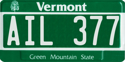 VT license plate AIL377