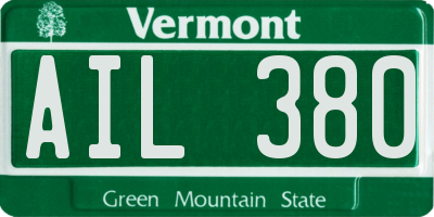 VT license plate AIL380