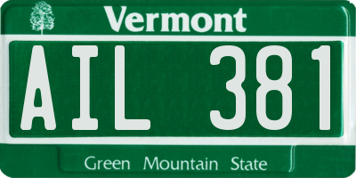 VT license plate AIL381