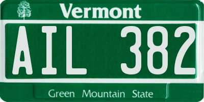 VT license plate AIL382