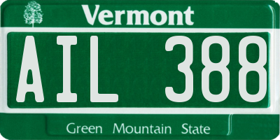 VT license plate AIL388
