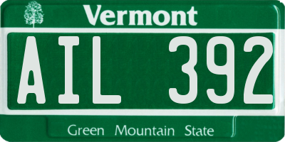 VT license plate AIL392