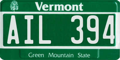 VT license plate AIL394