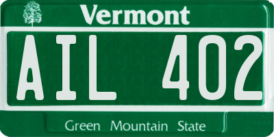 VT license plate AIL402