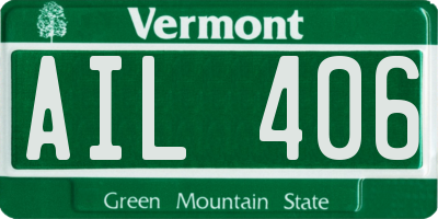 VT license plate AIL406