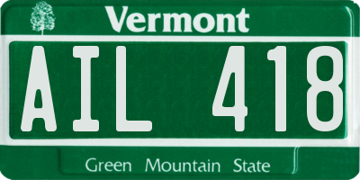 VT license plate AIL418