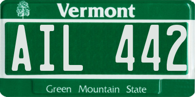 VT license plate AIL442