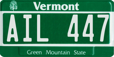 VT license plate AIL447