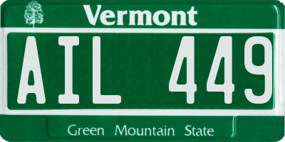 VT license plate AIL449
