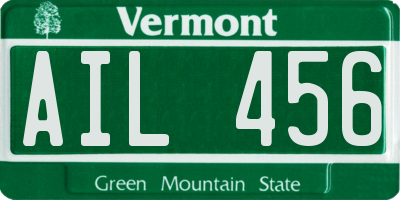 VT license plate AIL456