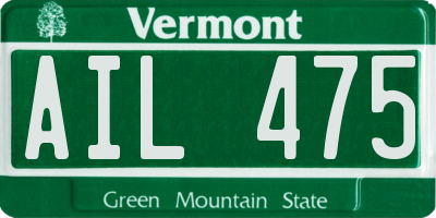 VT license plate AIL475