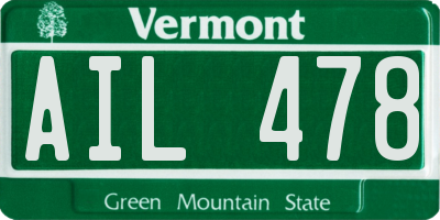 VT license plate AIL478