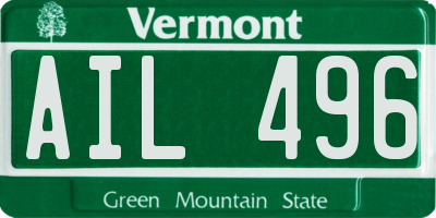 VT license plate AIL496