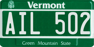 VT license plate AIL502