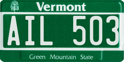 VT license plate AIL503