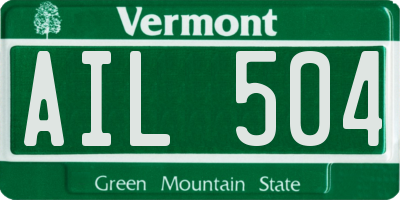 VT license plate AIL504