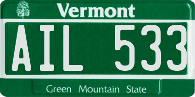 VT license plate AIL533