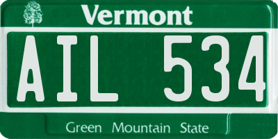 VT license plate AIL534