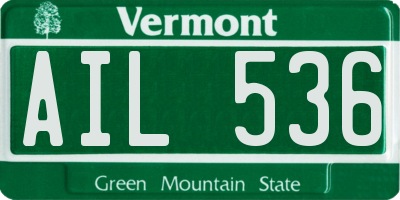 VT license plate AIL536