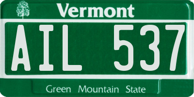 VT license plate AIL537
