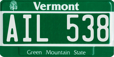 VT license plate AIL538