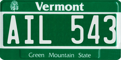 VT license plate AIL543