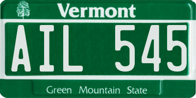 VT license plate AIL545