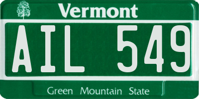 VT license plate AIL549