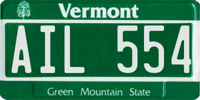 VT license plate AIL554