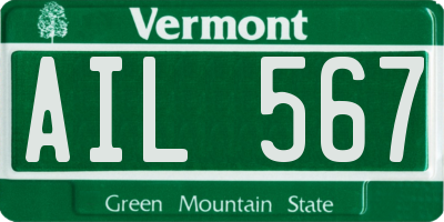 VT license plate AIL567