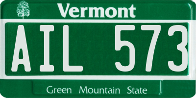 VT license plate AIL573