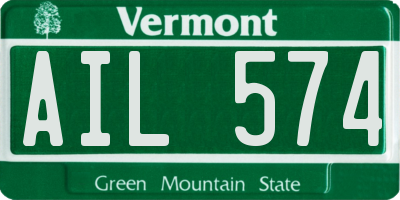 VT license plate AIL574
