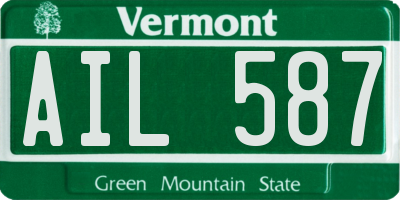 VT license plate AIL587