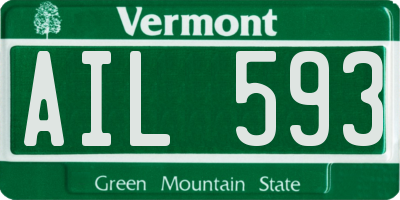 VT license plate AIL593