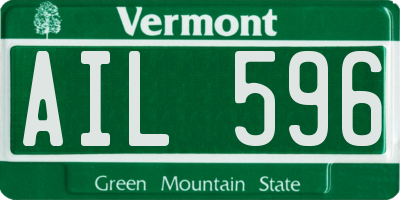 VT license plate AIL596