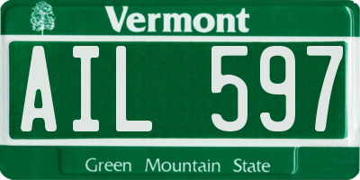 VT license plate AIL597