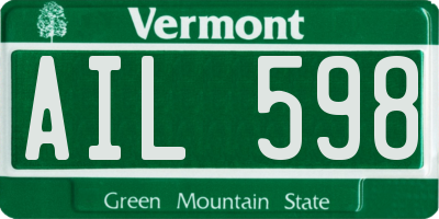 VT license plate AIL598