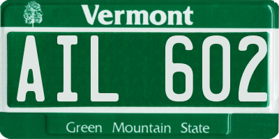VT license plate AIL602