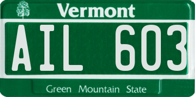 VT license plate AIL603