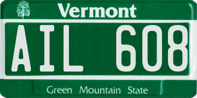 VT license plate AIL608