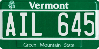 VT license plate AIL645