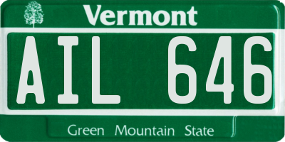 VT license plate AIL646